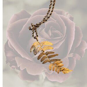 Michael Michaud Fern Necklace - 30" - Patinated Bronze - Elegant Style - READ!